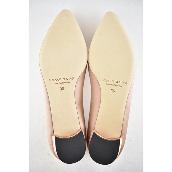 Manolo Blahnik Hangisi Beige Rose Satin Jewel Buckle Ballerina Ballet Flat 36 - Picture 10 of 10